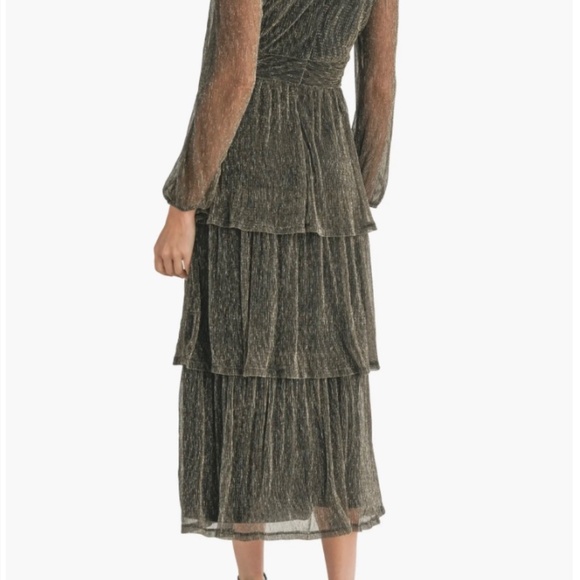 Metallic Long Sleeve Tiered Dress - Picture 6 of 7